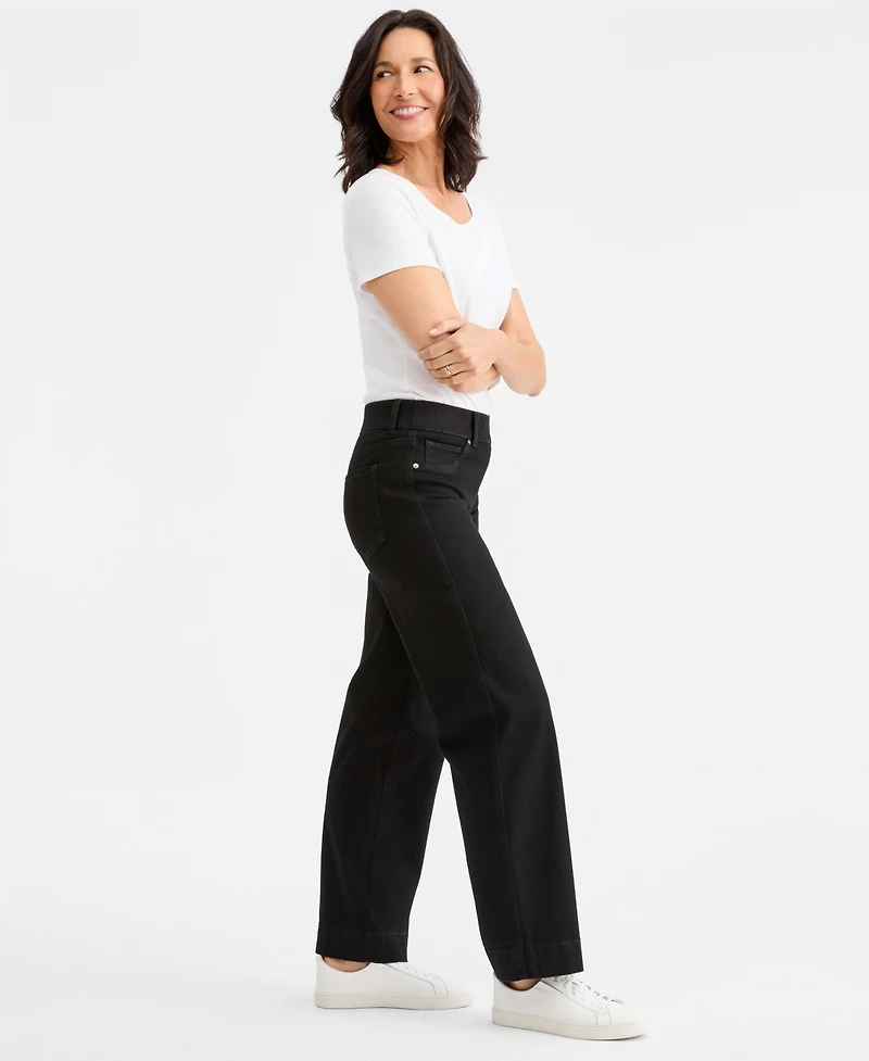 Style & Co Women's Shaping Pull-On Wide-Leg Jeans, Macy's Exclusive
