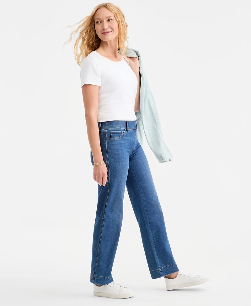 Style & Co Women's Shaping Pull-On Wide-Leg Jeans, Macy's Exclusive