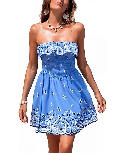 Cupshe Women's Handkerchief Paisly Mini Beach Dress