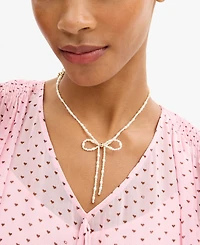 Coach Faux Imitation Pearl Bow Choker Necklace