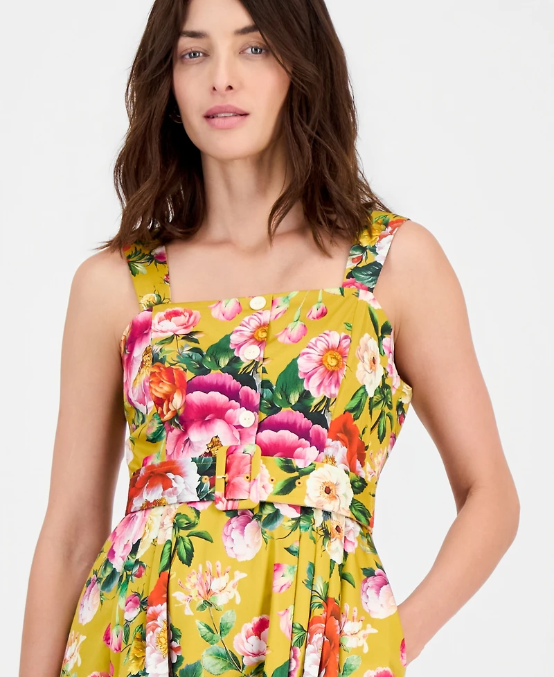Tahari Asl Women's Printed Square-Neck Fit & Flare Dress