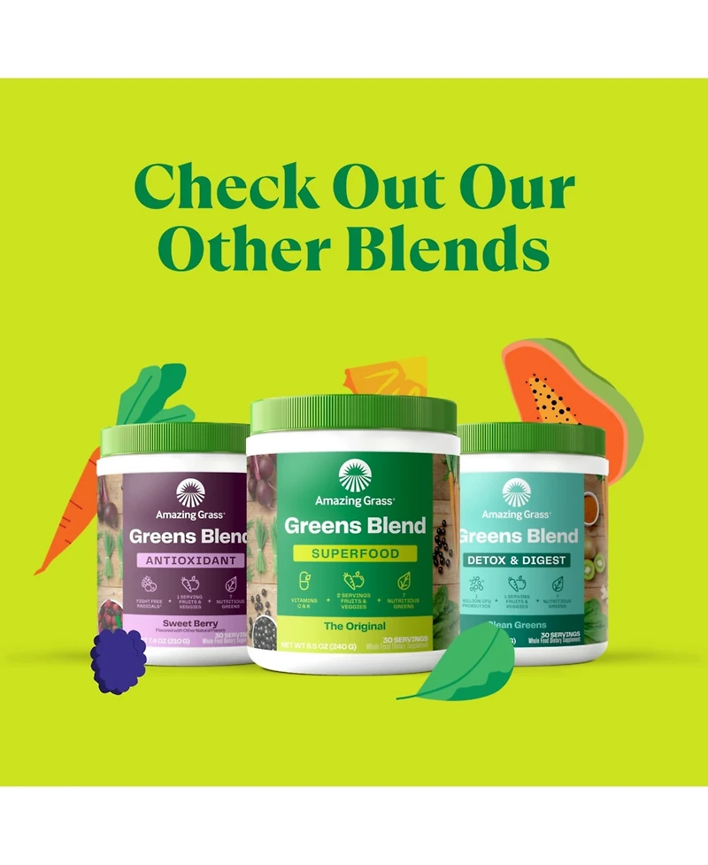 Amazing Grass Greens Blend Mood, Passionfruit Citrus, Super Greens Powder, 7.4 oz, 30 Servings