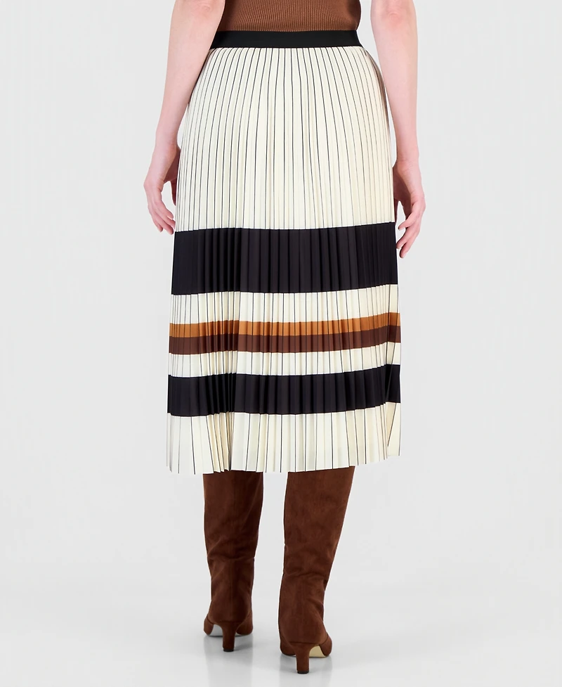 T Tahari Women's Pleated Pull-On Midi Skirt