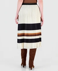 T Tahari Women's Pleated Pull-On Midi Skirt