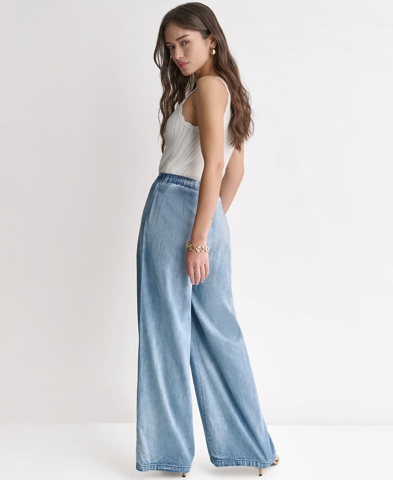 Bcbg Women's High Rise Wide-Leg Denim Pants