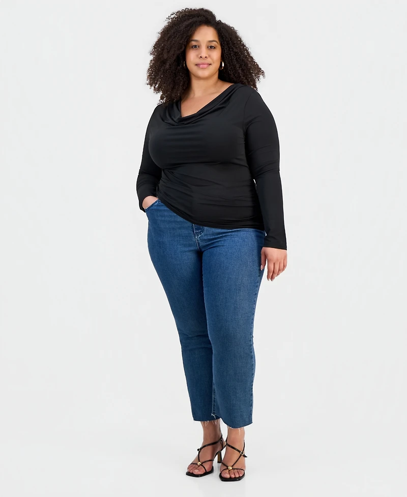 Full Circle Trends Trendy Plus Cowlneck Jersey Top