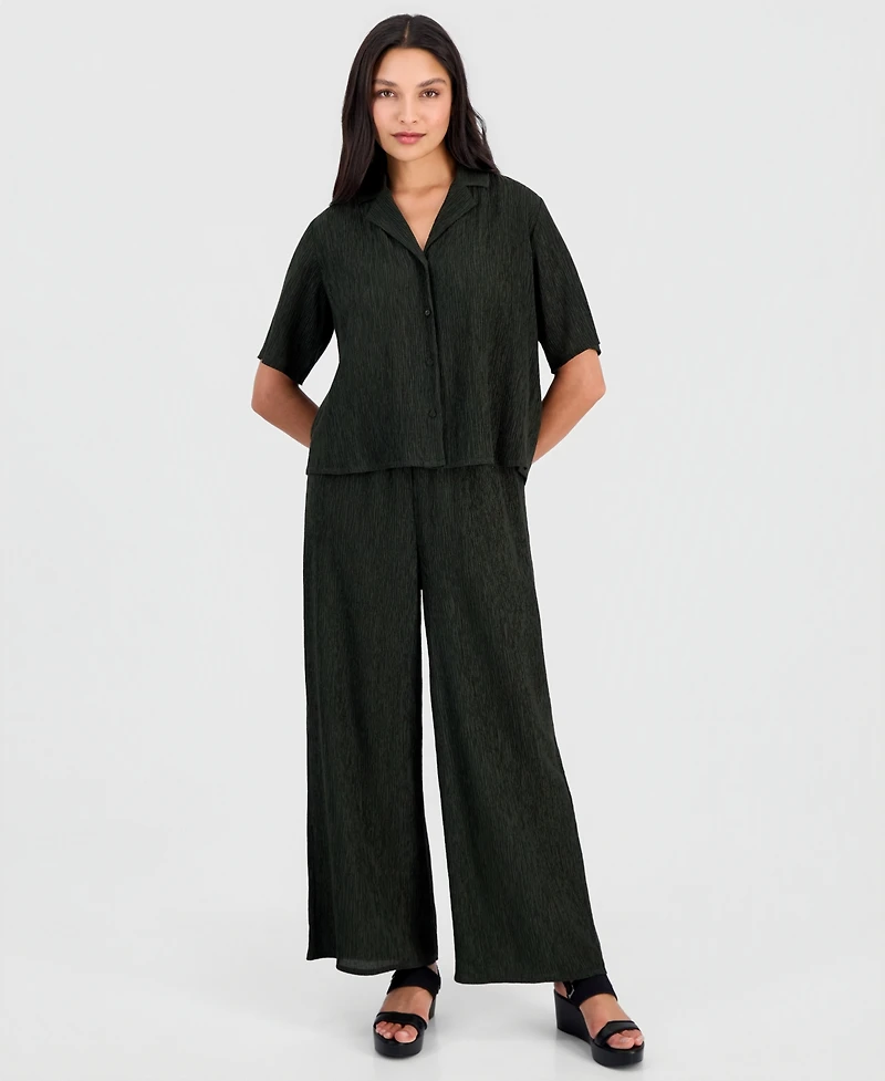 Eileen Fisher Women's Notch-Collar Elbow-Sleeve Shirt
