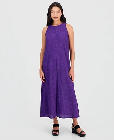 Eileen Fisher Women's Round-Neck Side-Slit Maxi Dress