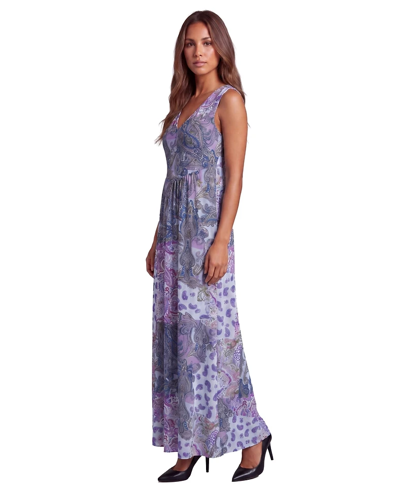 24seven Comfort Apparel Petite Essential Paisley Print A Line Pocket Dress