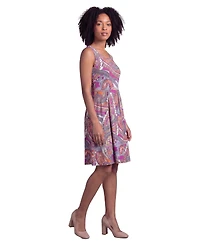 24seven Comfort Apparel Petite Essential Paisley Print Sleeveless Dress