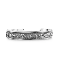 Bling Jewelry Bali Style Lucky Multi Elephant Bangle Cuff Bracelet Solid Heavy Oxidized .925 Sterling Silver
