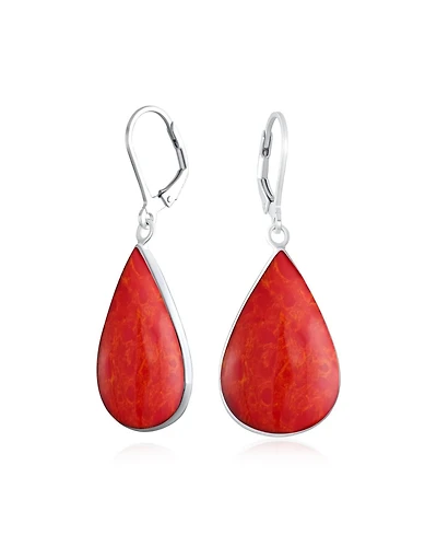 Bling Jewelry Natural Carnelian Big Teardrop Dangle Earrings .925 Sterling Silver Lever back
