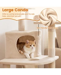 Cozito 44 in Tall Kitten Tower with Condo and 2 Plush Perches, Beige