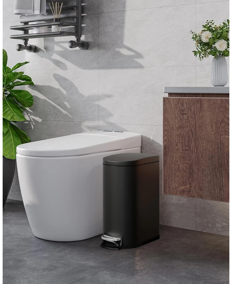 gaomon 1.6 Gal Step-On Stainless Steel Trash Can, Garbage Bin with Soft Close Lid, Black