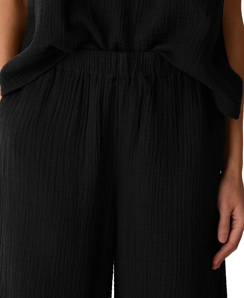 Eileen Fisher Women's Cotton High-Rise Wide-Leg Pants