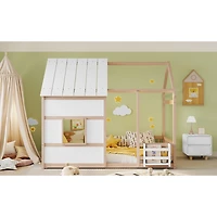 Streamdale Furniture House Floor Bed With 7 Colors Led Light of Nude