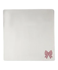 MeMoi Baby Girls "Put A Bow On It" 100% Cotton Embroidered Swaddle Blanket