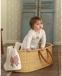 MeMoi Baby Girls "Put A Bow On It" 100% Cotton Embroidered Swaddle Blanket