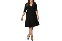 Kiyonna Plus Essential Wrap Dress with 3/4 Sleeves