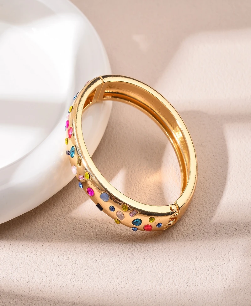 Nicole Miller Gold-Tone Multicolor Glass Stones Bangle Bracelet