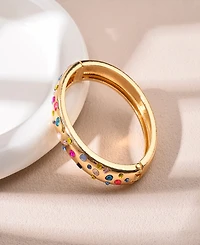 Nicole Miller Gold-Tone Multicolor Glass Stones Bangle Bracelet