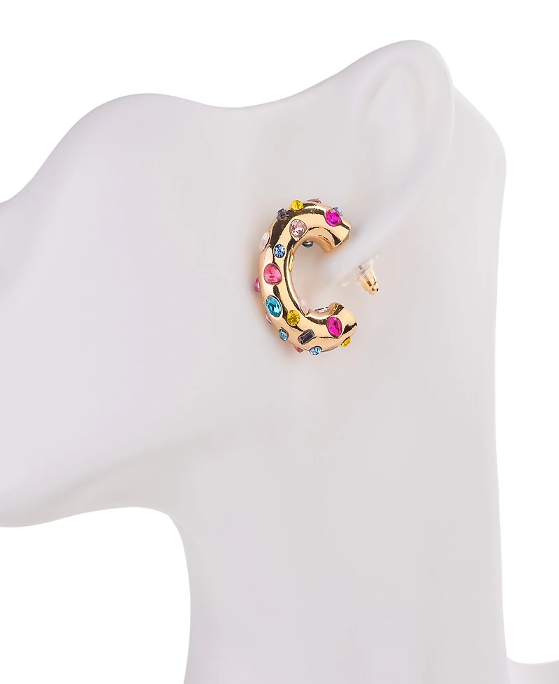 Nicole Miller Gold-Tone Small Hoop Stud Earrings