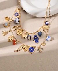 Nicole Miller Gold-Tone Double Layer Charm Necklace