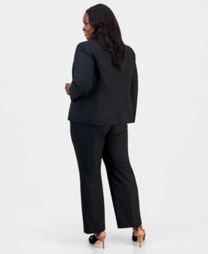 Kasper Plus Size Washable Bi Stretch Notched Collar Two Button Blazer Straight Leg Pants
