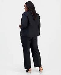 Kasper Plus Size Washable Bi Stretch Notched Collar Two Button Blazer Straight Leg Pants