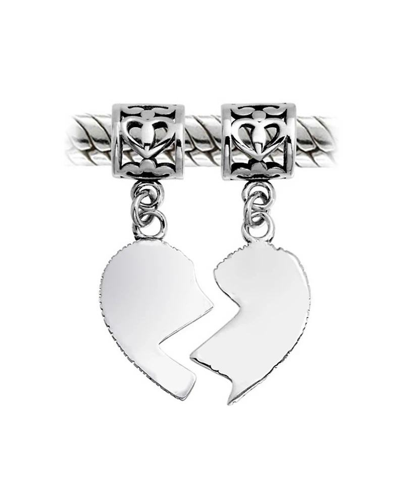 Bling Jewelry Puzzle Split Heart Grandmother Granddaughter Dangle Charm Bead Sterling Silver Fit European Bracelet