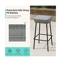 Boyel Living 29.5 Inches Patio Bar Stools Set of 2 with Rattan Seat and Footrest