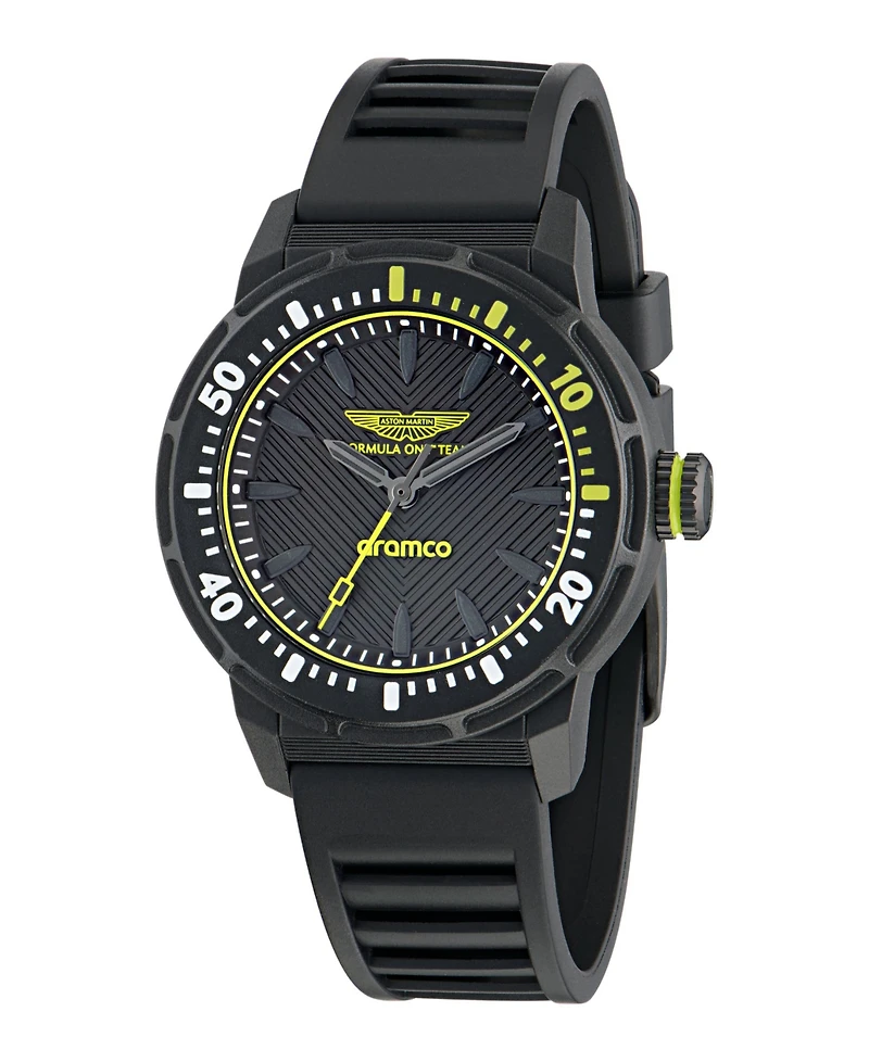 Aston Martin F1 Men's Pdk 3 Hand Quartz Black Silicone Watch 40mm