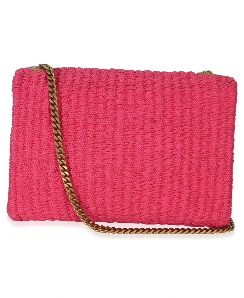 Pre-Owned Saint Laurent Pink Raffia Medium Kate Chain Bag