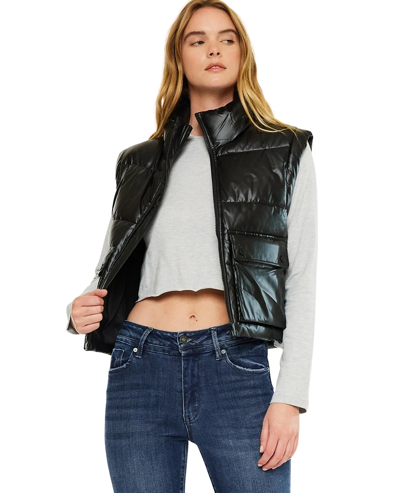 KanCan Women's Obsidian Cropped Puffer Vest