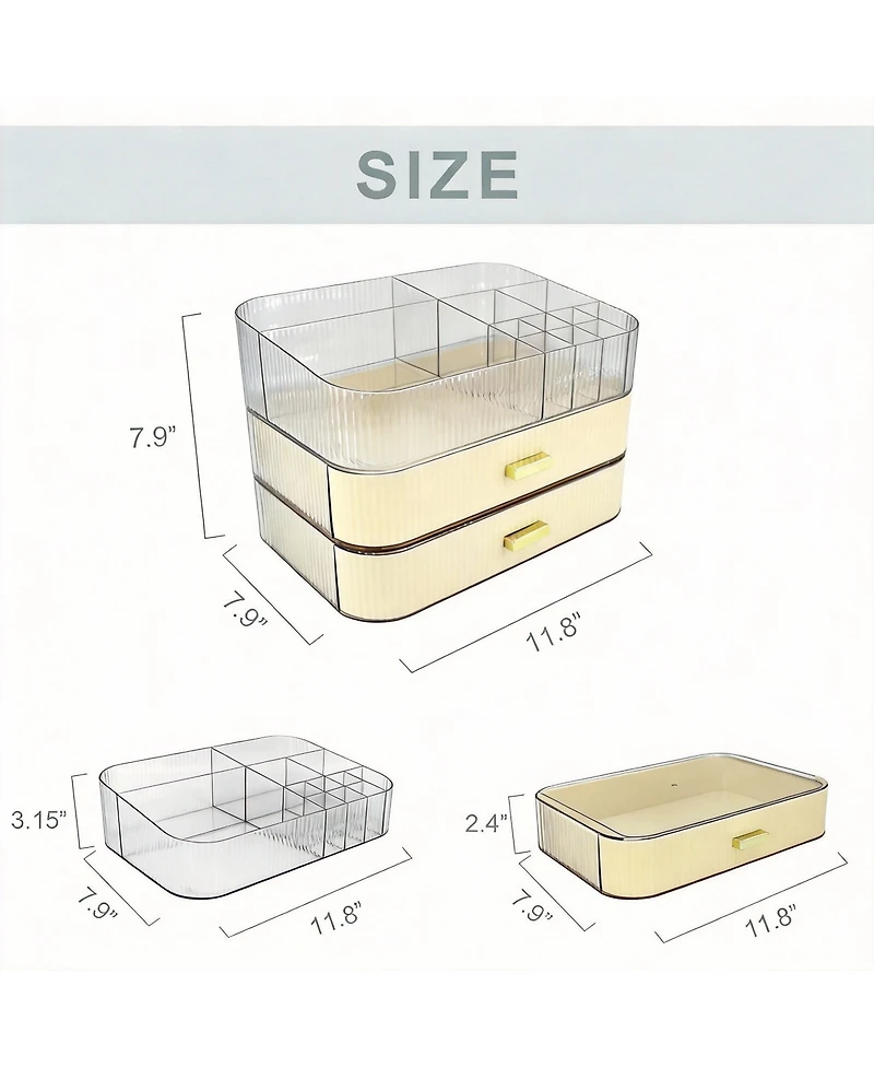 Yigii 2-Drawer Acrylic Cosmetic Organizer for Bathroom & Vanity