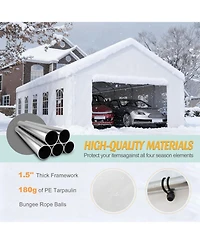 Asagikoiai 16x32 Heavy Duty Metal Carport Canopy with Sidewalls and Doors