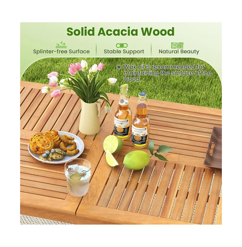 Boyel Living 6-Person Outdoor Acacia Wood Rectangular Bistro Dining Table
