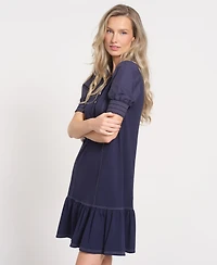 Isaac Mizrahi Women's Puff-Sleeve Crewneck Mini Dress