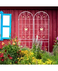 Clihome Metal Garden Trellis 86.7" x 19.7" Rustproof Trellis for Climbing Plants Outdoor Flower Support