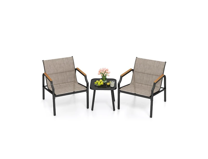 Boyel Living 3 Piece Outdoor Chair Set with Breathable Fabric Seat and Armrests