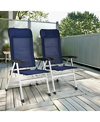 Clihome 2 Pieces Patio Dining Chair with 7 Level Adjustable Recliner and Headrest