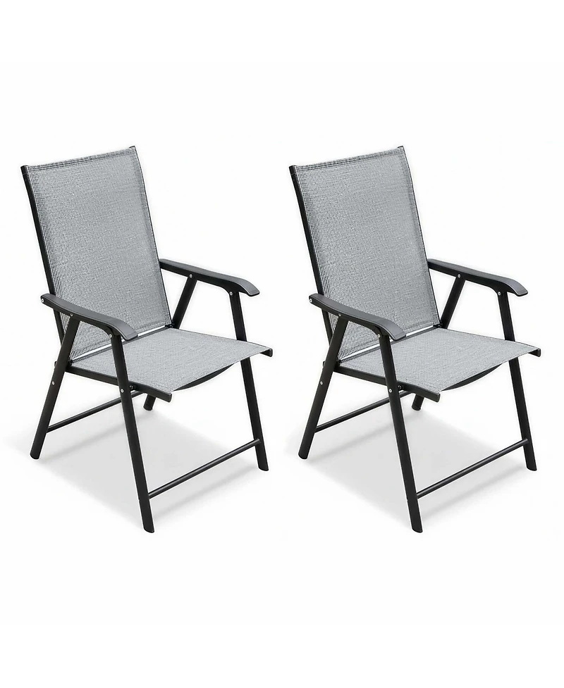 Clihome Outdoor Patio Chairs Set of 2 Stackable Portable for Deck, Garden, Camping and Travel