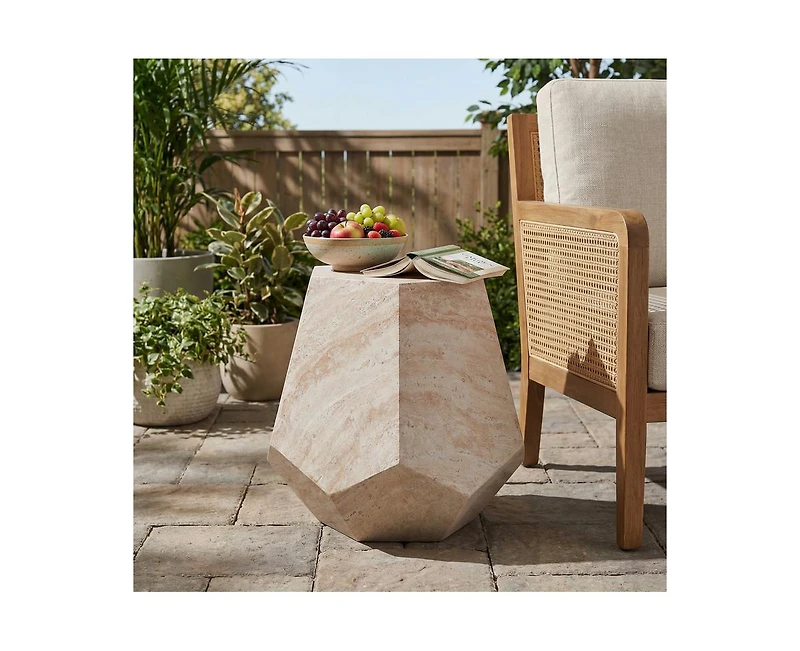 sumyeg Lightweight Concrete Hexagonal Side Table for Indoor and Outdoor Use