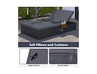 Boyel Living Patio Double Chaise Lounge with Cushions and Folding Side Trays