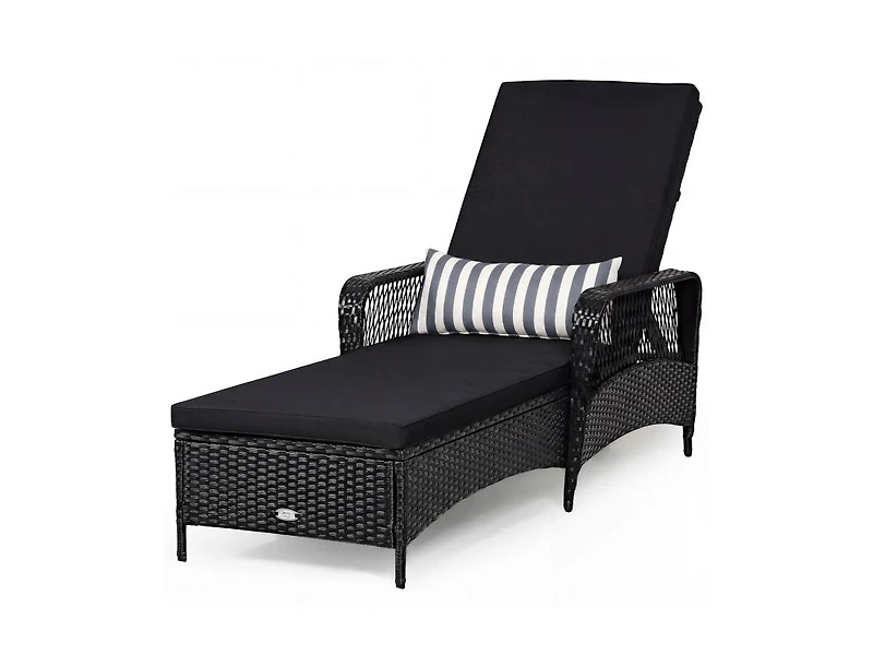 Boyel Living Patio Wicker Chaise Lounge Chair with Pillow and Adjustable Backrest with Cushion