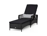 Boyel Living Patio Wicker Chaise Lounge Chair with Pillow and Adjustable Backrest with Cushion