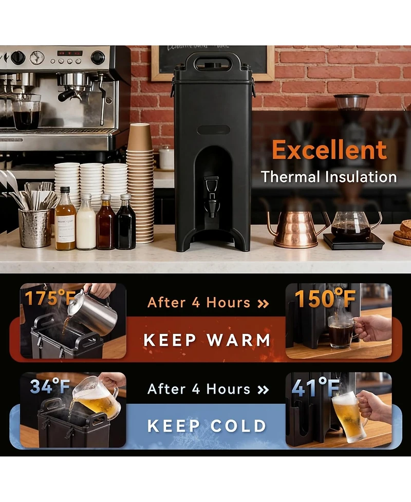 Tribesigns 5 Gallon Insulated Beverage Dispenser - Commercial Hot and Cold Drink Server, 1.2" Thick Foam Insulation, Food-Grade Lldpe