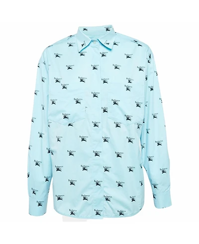 Pre-Owned Burberry Women's Logo Print Cotton Oversized Shirt