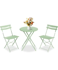 gaomon 3 Piece Folding Patio Bistro Set, Metal Table and 2 Chairs, Compact Outdoor Indoor Bistro Set for Balcony, Garden, Yard