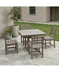 Asagikoiai 5-Piece All-Weather Hdpe Outdoor Dining Set with Umbrella Hole